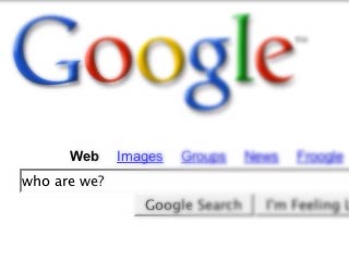 Google query screen, search terms 'who are we?'