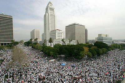 LA Times photograph of pro-immigration rally in Los Angeles, March 25, 2006