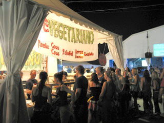The only vegetarian food stall, serving paella
